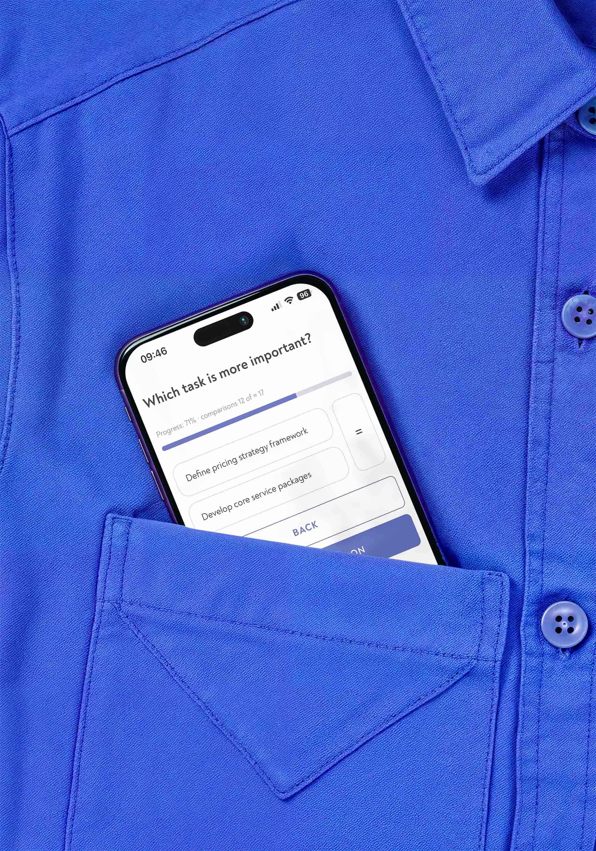 Gutfork mobile task comparison screen